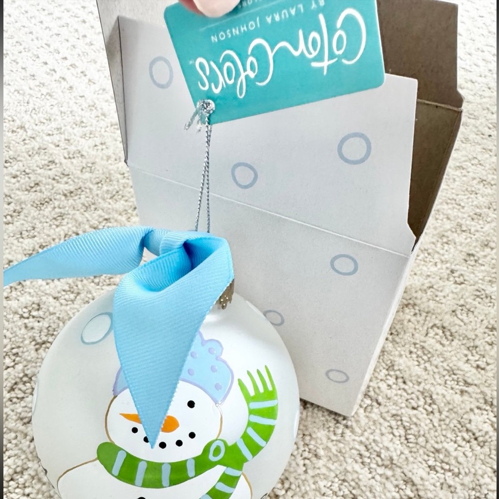 My First Christmas Glass Ornament Blue Snowman Maisonette by Coton Colors *NEW*